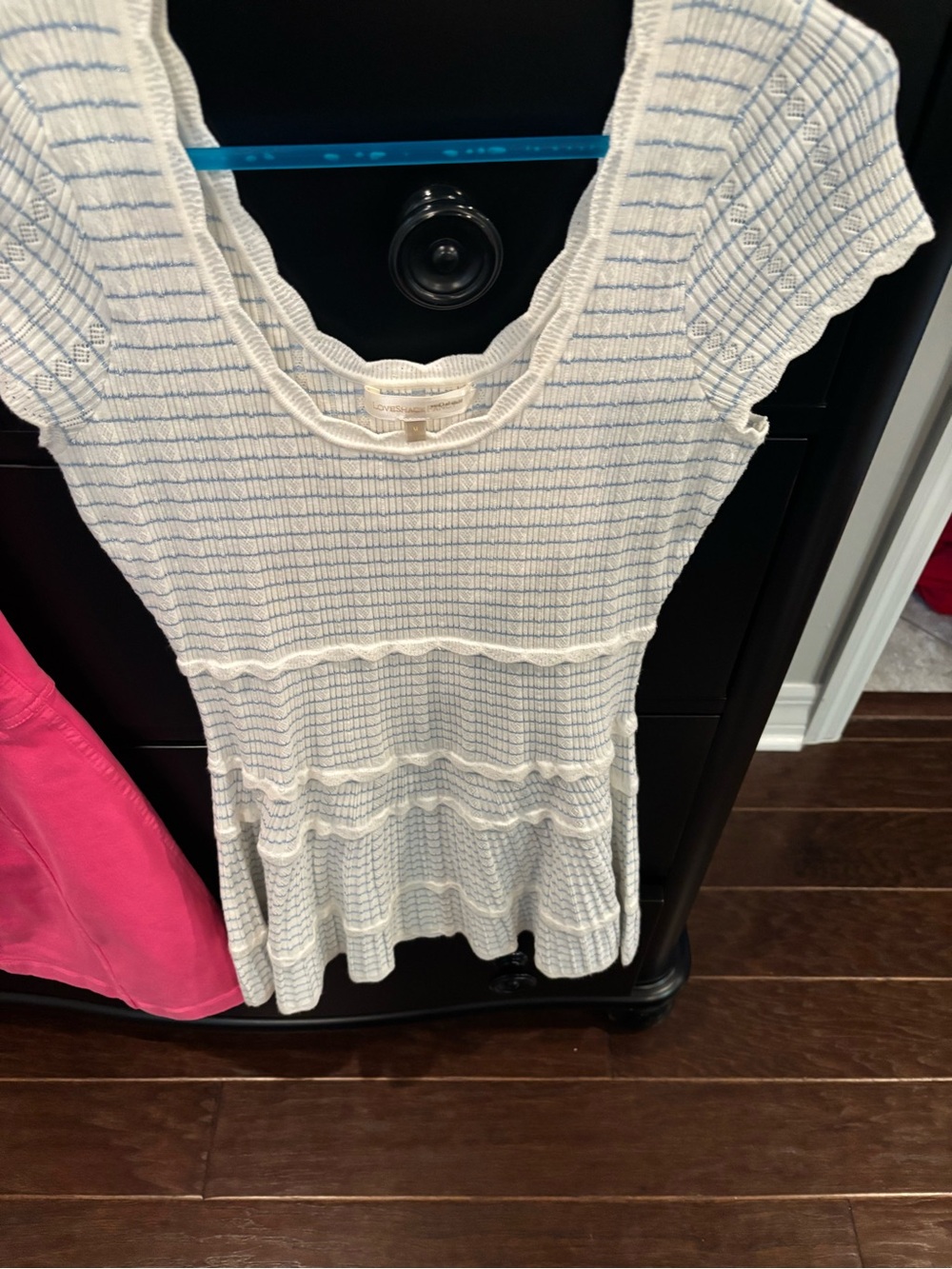 LoveShackFancy White Mini Dress with Light Blue stripe Elisavette - Picture 6 of 7